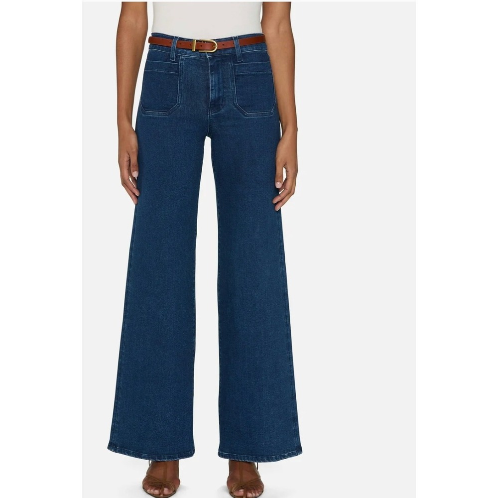 Frame Le Slim Palazzo High Rise Wide Leg Jeans Loner Wash Blue Size 34 LSPIP814
